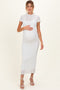 White Sheer Lace Overlay Short Sleeve Maternity Midi Dress