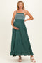 Rich Teal Embroidered Smocked Maternity Maxi Dress