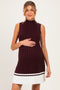 Burgundy Colorblock Ribbed Knit Maternity Mini Dress