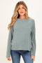 Olive Striped Oversized French Terry Maternity Top