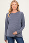 Navy Striped Oversized French Terry Maternity Top