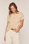 Cream Ribbed Striped T-Shirt