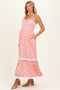 Candy Pink Floral Shoulder Tie Ruffle Detail Maternity Maxi Dress