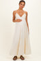 Cream Crochet Detail Tiered Shoulder Tie Maternity Maxi Dress