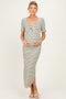 Cream/ Olive Striped Knit Short Sleeve Maternity Maxi Dress