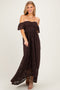 Brown Lace Off Shoulder Maxi Dress