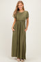 Olive Ruffle Trim Maxi Dress