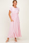 Pink Ruffle Trim Maxi Dress
