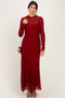Burgundy Lace Mock Neck Long Sleeve Maxi Dress