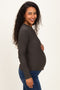 Charcoal Smoke Brushed Rib Knit Maternity Long Sleeve Top