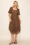 Brown Lace Tired Midi Dress