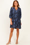 Navy Blue Floral Velvet Dress