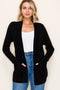 Black Mini Waffle Knit Sweater Cardigan
