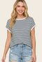 Lavender Striped Short Sleeve Sweater Top