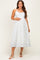 French Blue Floral Embroidered Hem Maternity Midi Dress