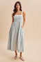 French Blue Column Floral Print Maxi Dress