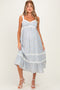 Vintage Blue Lace Floral Tie Back Maternity Midi Dress