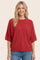 Red Oversized Short Sleeve Sweater Top