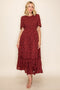 Merlot Smocked Bodice Tiered Dress