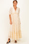 Ivory Floral Lace V-Neck Maxi Dress