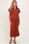 Clay Collared Short Sleeve Maternity Midi Dress