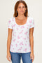 Pink Floral Ruching Short Sleeve Top