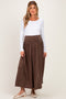 Brown Gathered Waistband Maternity Maxi Skirt