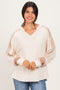 Natural Colorblock Waffle Knit Pullover Top