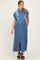Medium Denim Chambray Maternity Maxi Shirt Dress