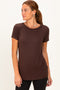 Brown Basic Short Sleeve Top