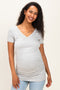 Heather Grey V-Neck Ruched Side Maternity Top
