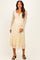 Cream Floral Lace Long Bell Sleeve Maternity Midi Dress