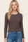 Brown Fitted Ribbed Long Sleeve