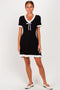 Black Contrast Ruffle Short Sleeve Mini Dress