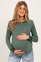 Olive Brushed Knit Long Sleeve Maternity Top