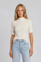 Ivory Funnel Neck Elbow Sleeve Top
