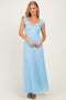 Light Blue Textured Short Sleeve Sweetheart Maxi Dress