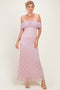 Light Pink Lace Off Shoulder Maxi Dress