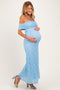 Light Blue Lace Off Shoulder Maternity Maxi Dress