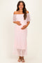Light Pink Off Shoulder Lace Maternity Maxi Dress