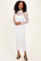 Ivory Lace Mock Neck Long Sleeve Maternity Maxi Dress
