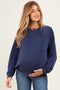 Navy Side Pocket Maternity Pullover Top