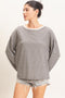 Black Striped Boat Neck Long Sleeve Top