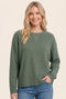 Olive Mini Waffle Knit Relaxed Fit Sweater