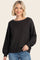 Black Balloon Sleeve Boat Neck Sweater
