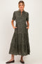 Green Floral Collared Maternity Maxi Dress