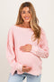 Blush Boat Neck Waffle Knit Maternity Top