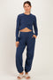 Smoky Navy Cropped Long Sleeve Pant Maternity Set