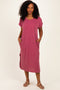 Mauve Short Sleeve Ribbed Maxi Dress
