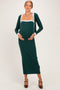 Hunter Green/ Cream Color Block Sleeveless Fitted Dress Maternity Cardigan Set